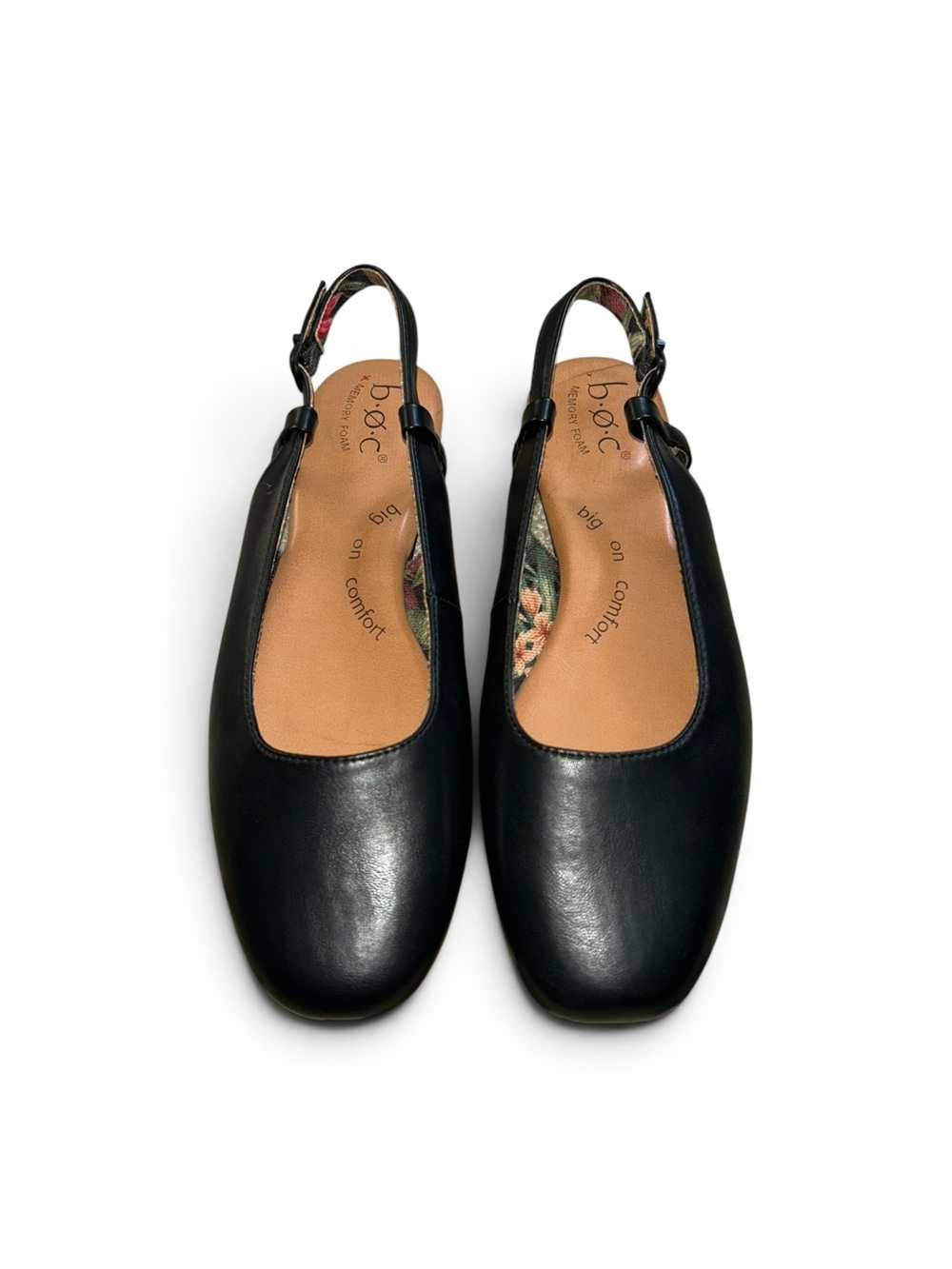 boc Born Concept Perri Black Square Toe Slingback Flats Size 9 NWOB MINIMALIST